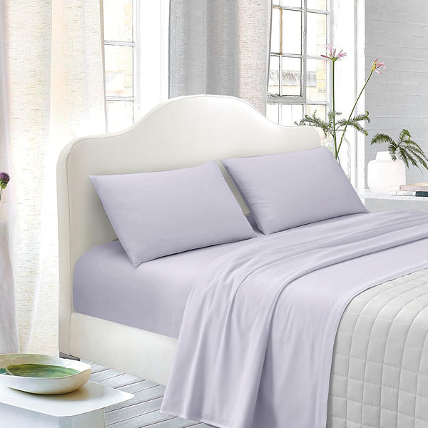 TESS Completo Letto Matrimoniale 100% Cotone, Colore Naturale Tinta Unita, Completo Lenzuola Matrimoniali 170x195 cm Composto da Lenzuolo sotto, sopra e 2 Federe