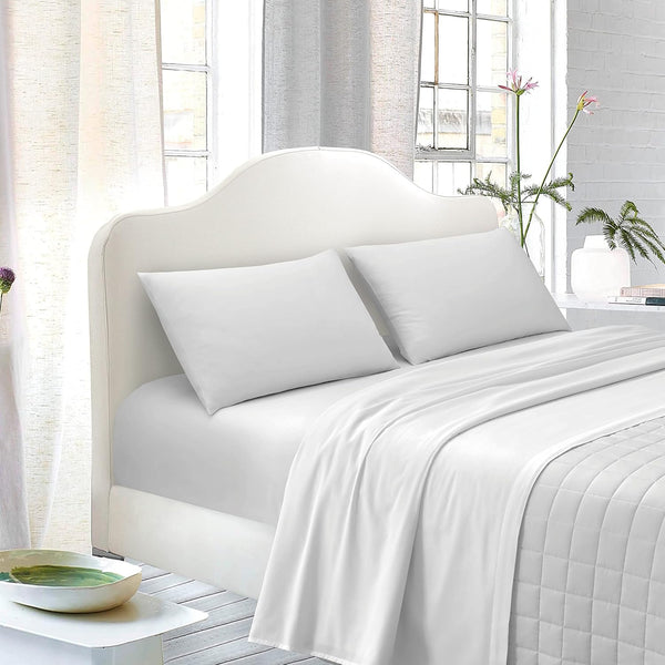 TESS Completo Letto Matrimoniale 100% Cotone, Colore Bianco Tinta Unita, Completo Lenzuola Matrimoniali 170x195 cm Composto da Lenzuolo sotto, sopra e 2 Federe