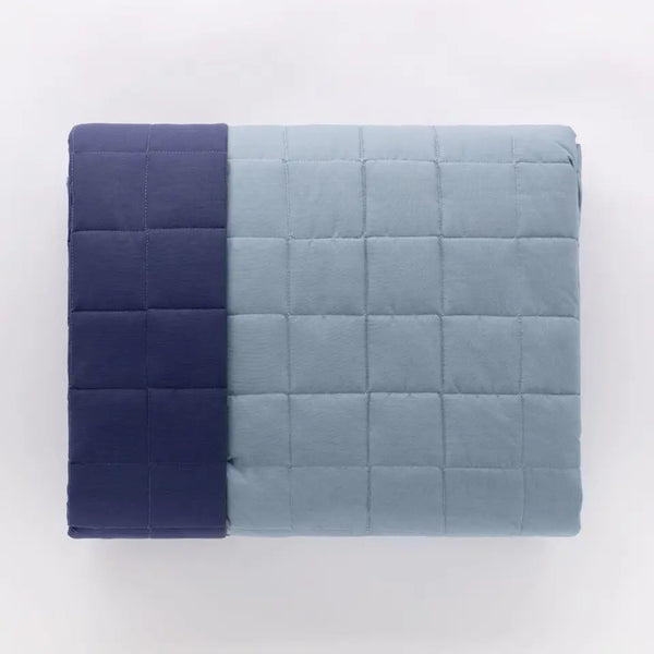 Trapuntino Double In Cotone Paint Matrimoniale Blu/Celeste