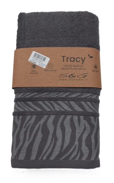 Set 1 asciugamano + 1 ospite Tracy in spugna di puro cotone di S&G Home Fumo