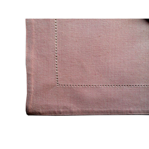 NEW CHAMBRAY TOVAGLIA DI COTONE TINTA UNITA CON ORLO A GIORNO ROSA